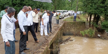 ಮಳೆಹಾನಿ ಪ್ರದೇಶಕ್ಕೆ ಉಸ್ತುವಾರಿ ಸಚಿವ ಆರಗ ಜ್ಞಾನೇಂದ್ರ ಭೇಟಿ