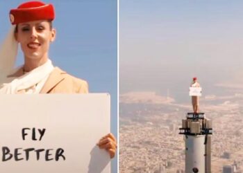 ಜಗತ್ತಿನ ಉತ್ತುಂಗದ ಸ್ಥಳದಲ್ಲಿ ಮಹಿಳೆಯ ಜಾಹಿರಾತು