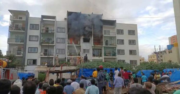 Fire accident in Ashrith Aspire apartment near IIM, Bangalore