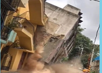 ರಾಜದಾನಿಯಲ್ಲಿ ನೆಲಕ್ಕೆ ಅಪ್ಪಳಿಸಿದ ಮೂರಂತಸ್ತಿನ ಕಟ್ಟಡ