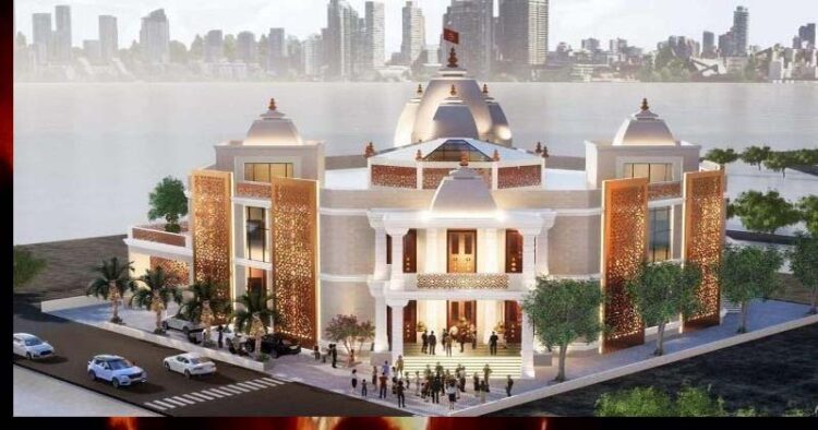 Hindu temple in Arab style under construction in Dubai, graphical photo