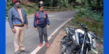 Pilgrim dies: ಬೈಕ್ ಮೇಲೆ ಮರಬಿದ್ದು ಯಾತ್ರಾರ್ಥಿ ಸಾವು