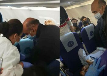 ವಿಮಾನದಲ್ಲಿ ಚಿಕಿತ್ಸೆ ನೀಡಿದ ಸ್ವತಃ ವೈದ್ಯರಾದ ಕೇಂದ್ರ ಸಚಿವ