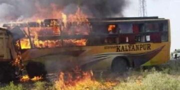 ರಾಜಸ್ಥಾನದಲ್ಲಿ ಪ್ರಯಾಣಿಕರಿದ್ದ ಖಾಸಗಿ ಬಸ್‌ಗೆ ಡಿಕ್ಕಿ ಹೊಡೆದ ಟ್ಯಾಂಕರ್‌, ಕನಿಷ್ಠ 11 ಜನರ ಸಜೀವ ದಹನ