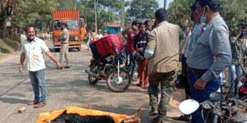 ರಸ್ತೆಅಪಘಾತದಲ್ಲಿ ವಾಹನದ ಚಕ್ರ ಹರಿದು ಮಹಿಳೆ ಸಾವು